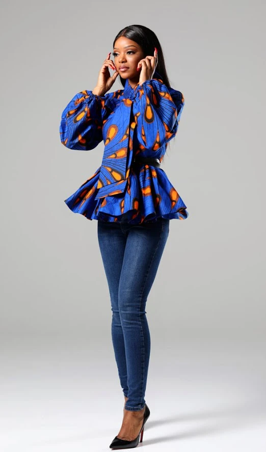 African Print Pussybow Peplum Blouse - ELLA - Image 7