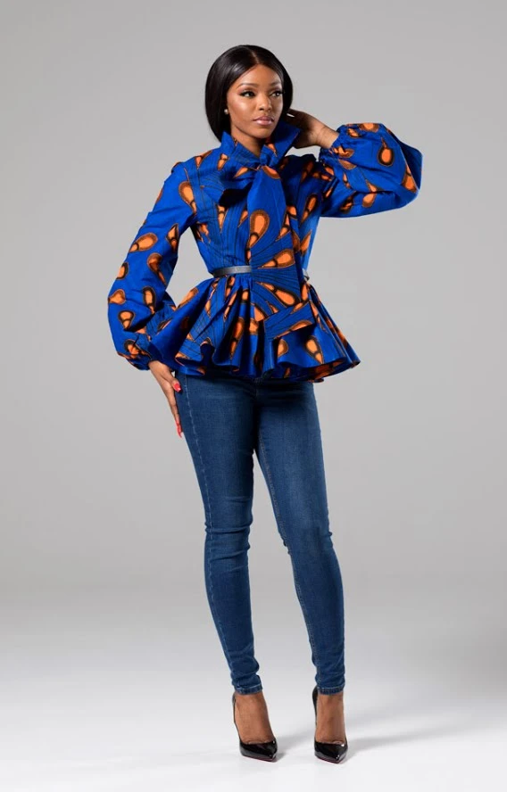 African Print Pussybow Peplum Blouse - ELLA - Image 8