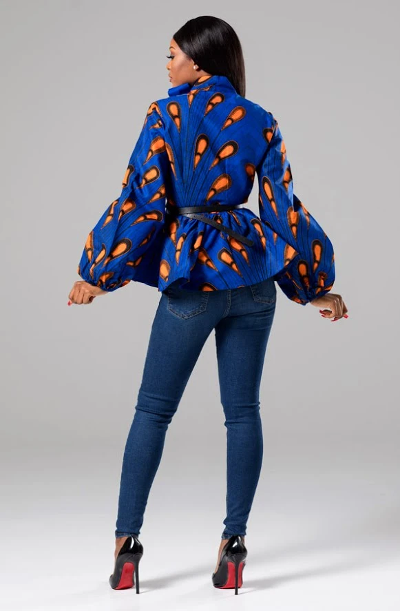 African Print Pussybow Peplum Blouse - ELLA - Image 11