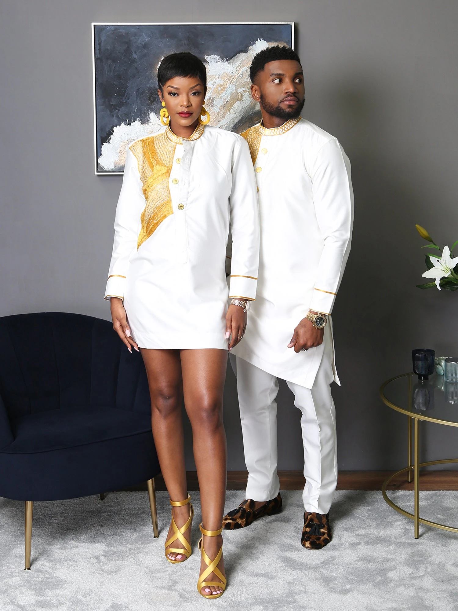 White Embroidered Men's Two-Piece Outfit | Traditional African Men's Wear - Image 9