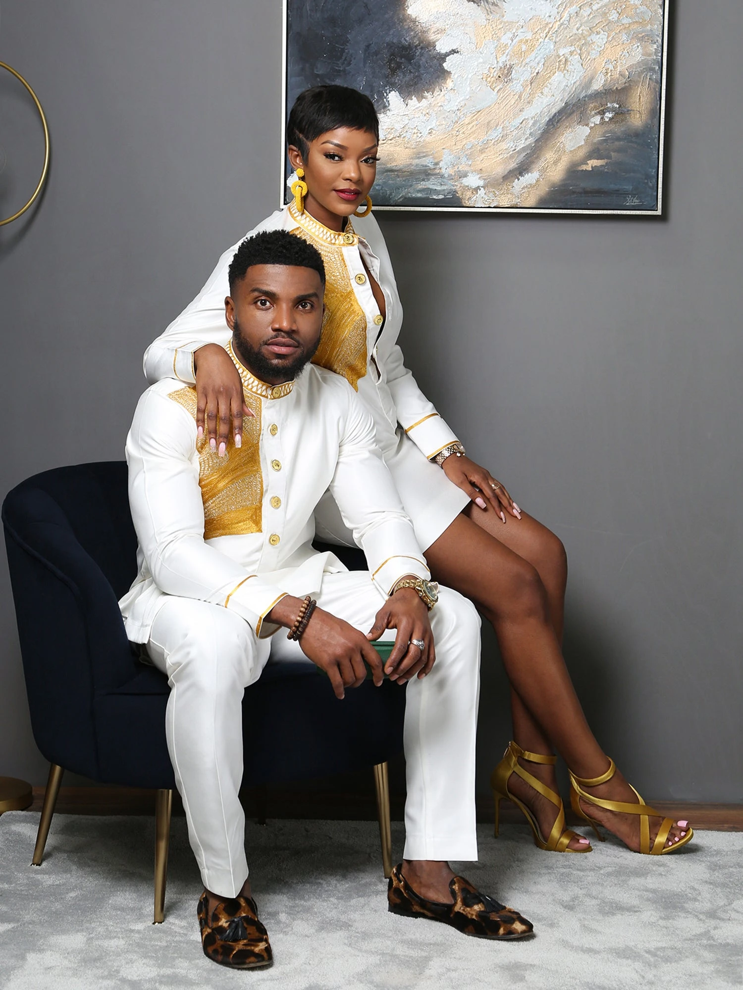 White Embroidered Men's Two-Piece Outfit | Traditional African Men's Wear - Image 2