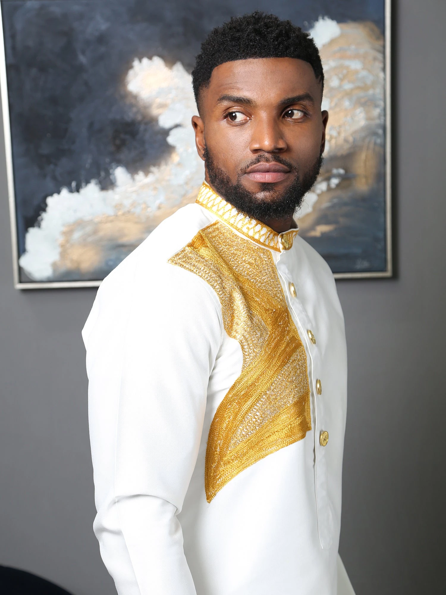 White Embroidered Men's Two-Piece Outfit | Traditional African Men's Wear - Image 10