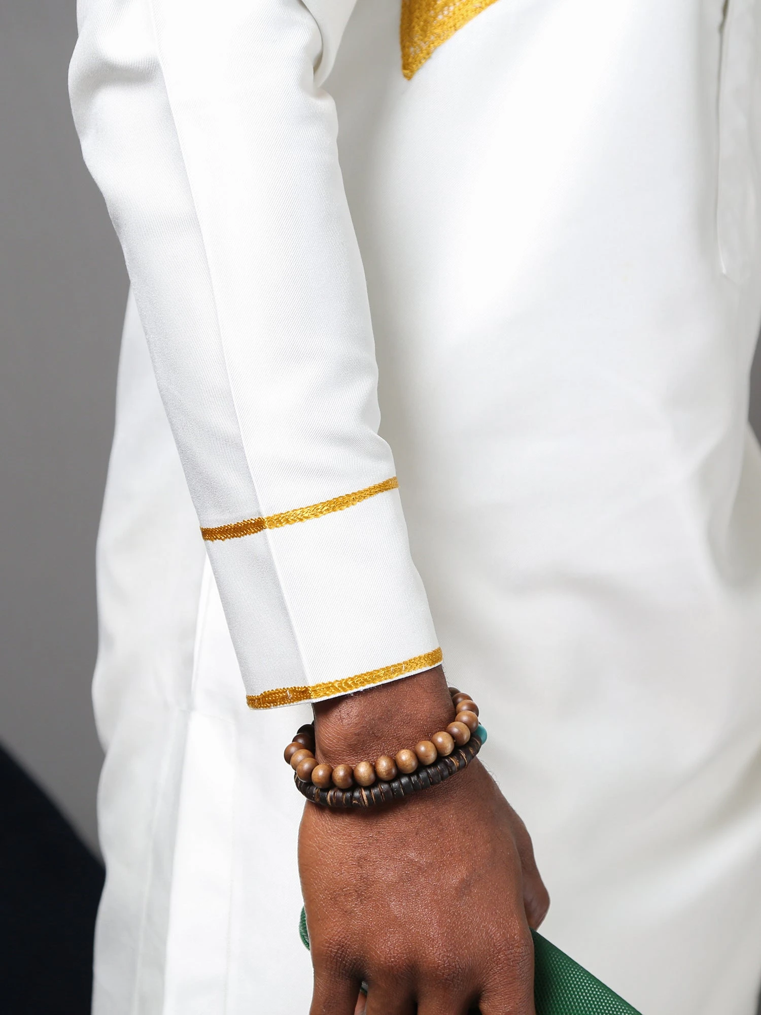 White Embroidered Men's Two-Piece Outfit | Traditional African Men's Wear - Image 8