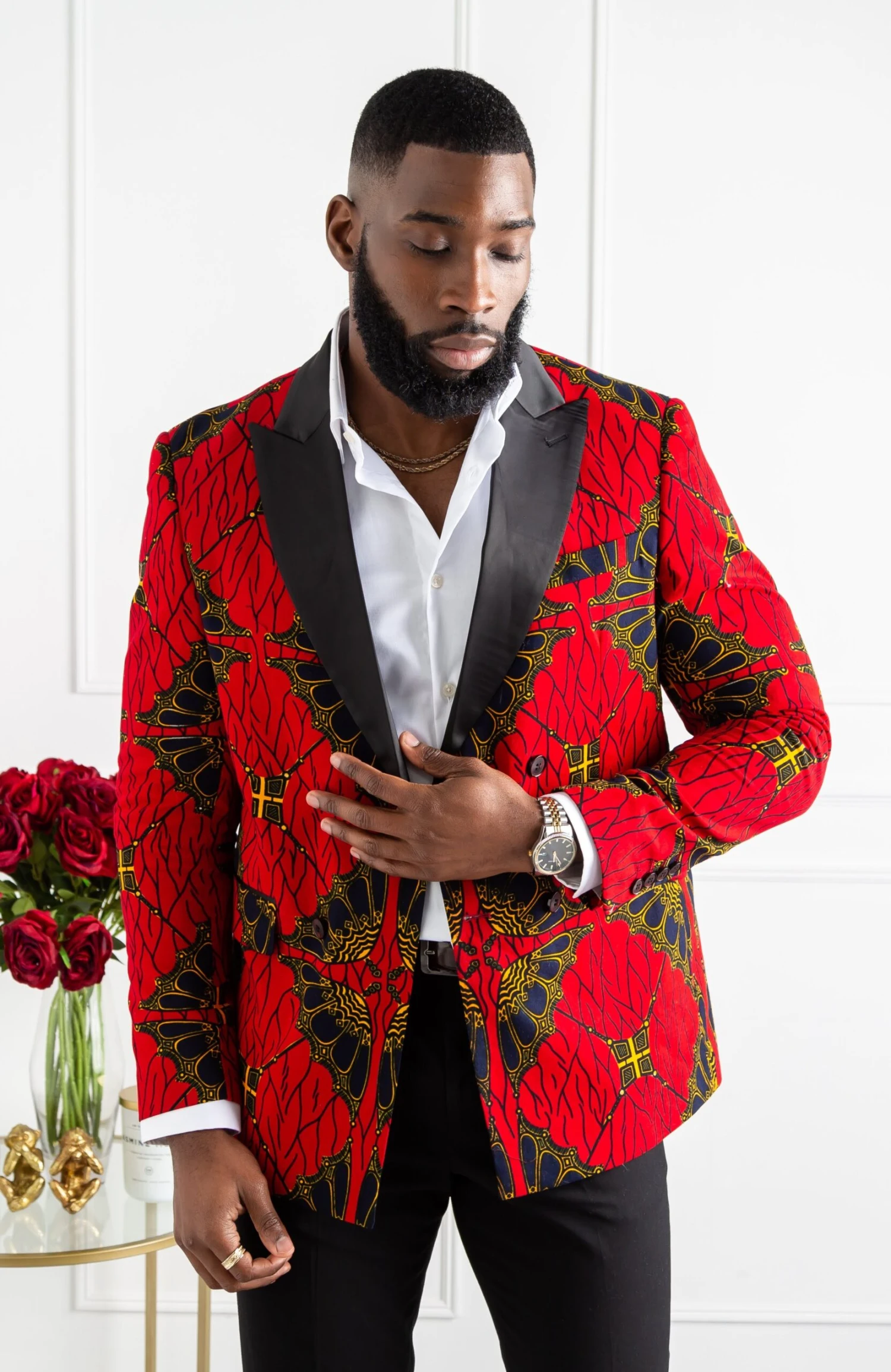African Blazers For Men - Tailored Fit Double Breasted African Print Formal Blazer - CHARLES - Image 5