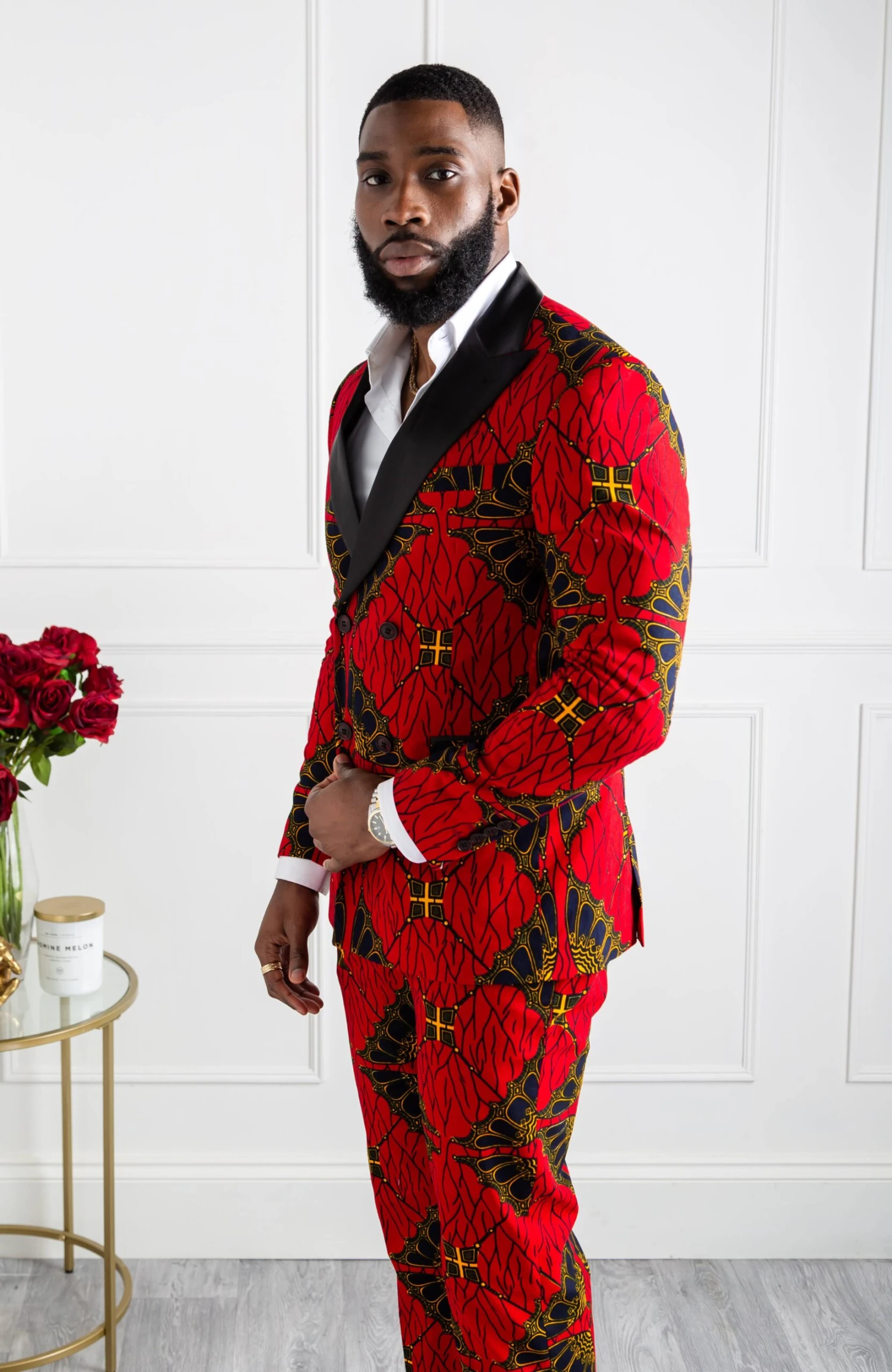 African Blazers For Men - Tailored Fit Double Breasted African Print Formal Blazer - CHARLES - Image 3