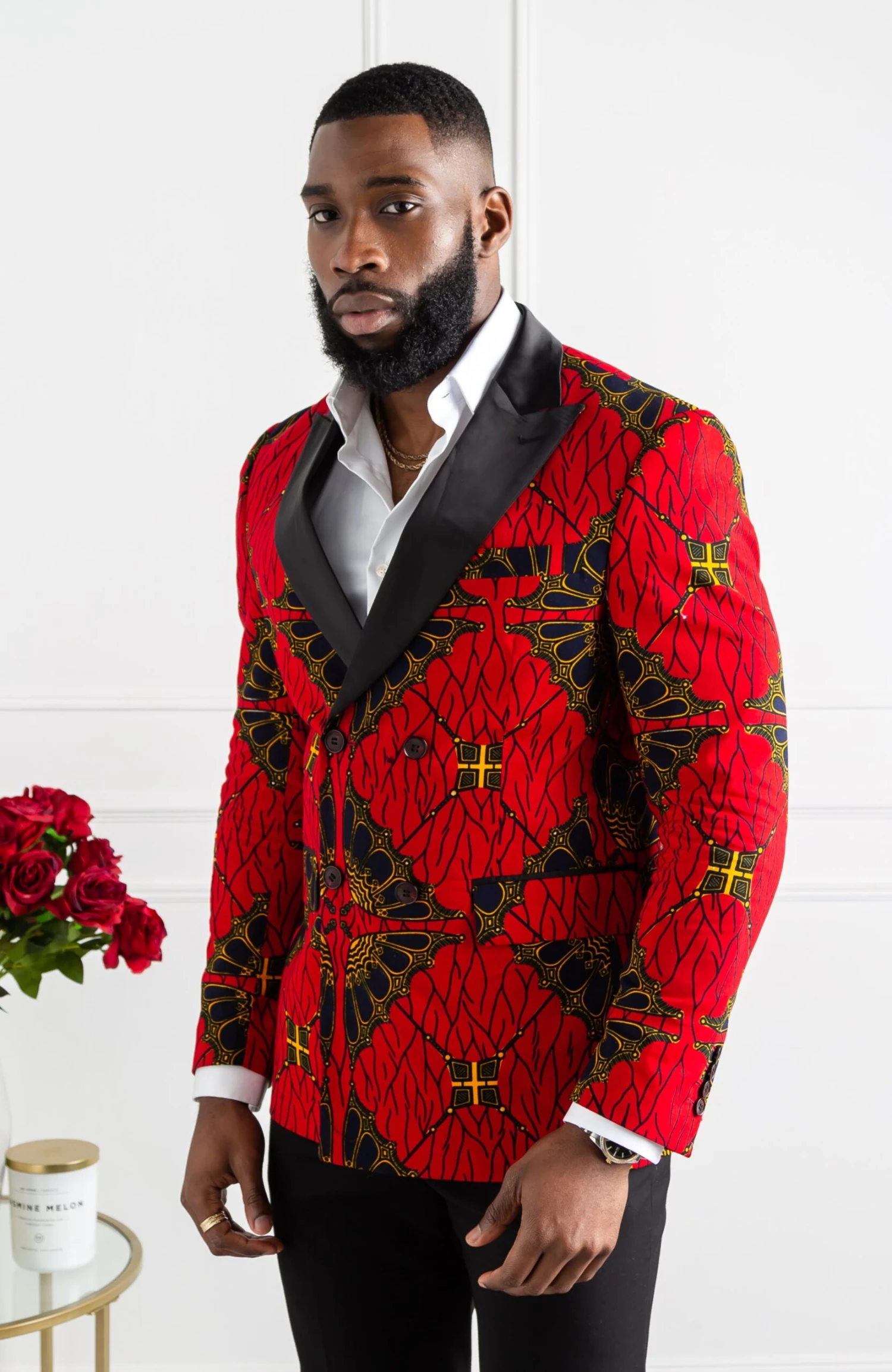African Blazers For Men - Tailored Fit Double Breasted African Print Formal Blazer - CHARLES - Image 4