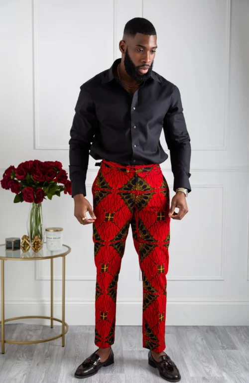 African Print Pants For Men - Tailored Fit African Print Trousers For Guys - CHARLES