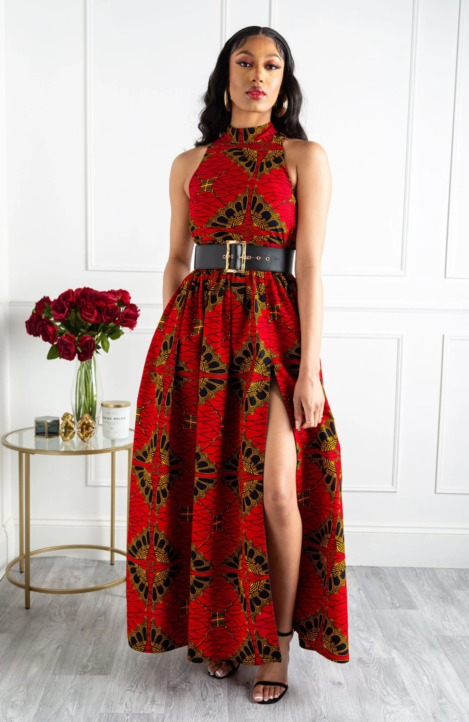 Authentic African Wax Sleeveless Turtleneck Maxi Dress - CORDELIA - Image 4