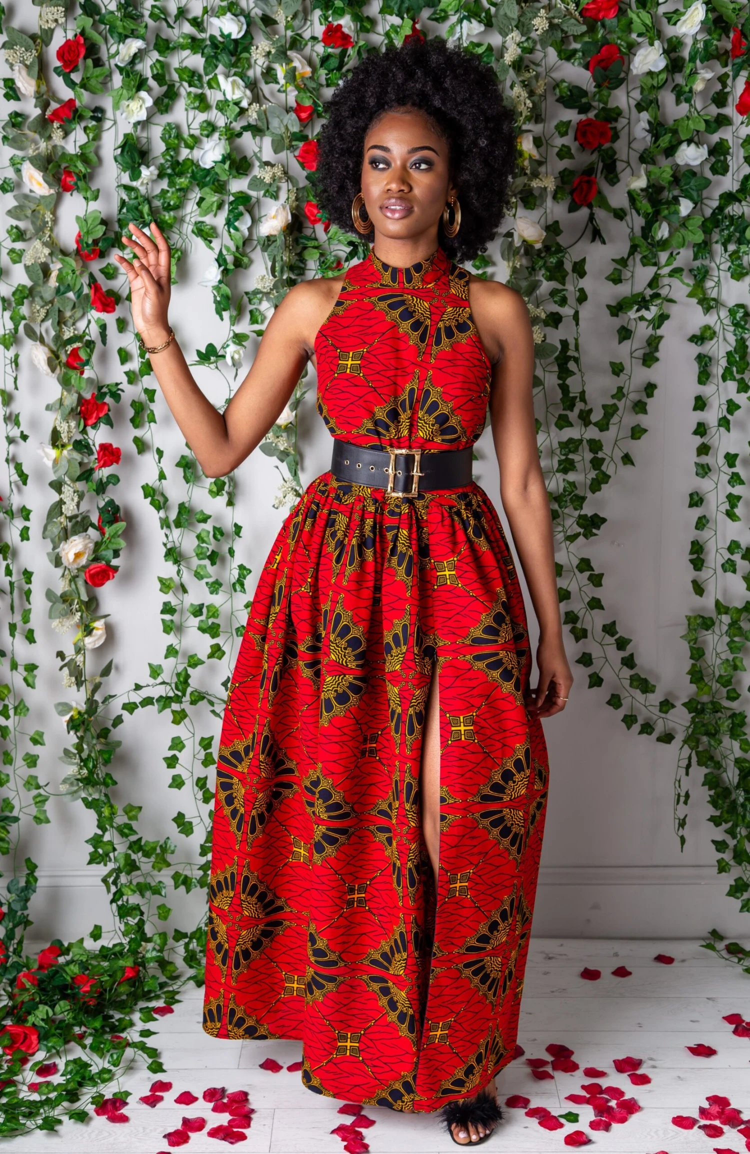 Authentic African Wax Sleeveless Turtleneck Maxi Dress - CORDELIA - Image 9