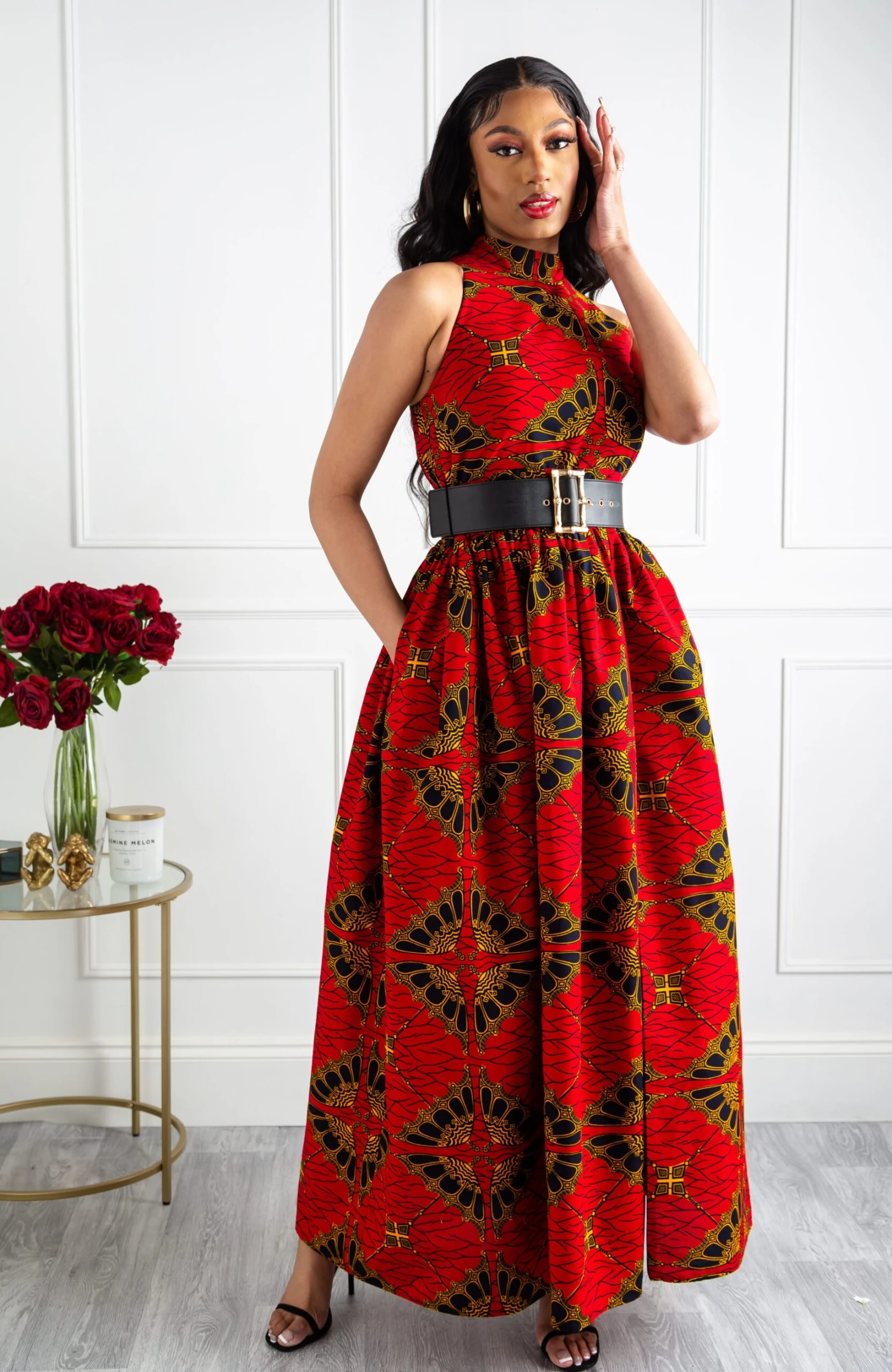 Authentic African Wax Sleeveless Turtleneck Maxi Dress - CORDELIA - Image 7