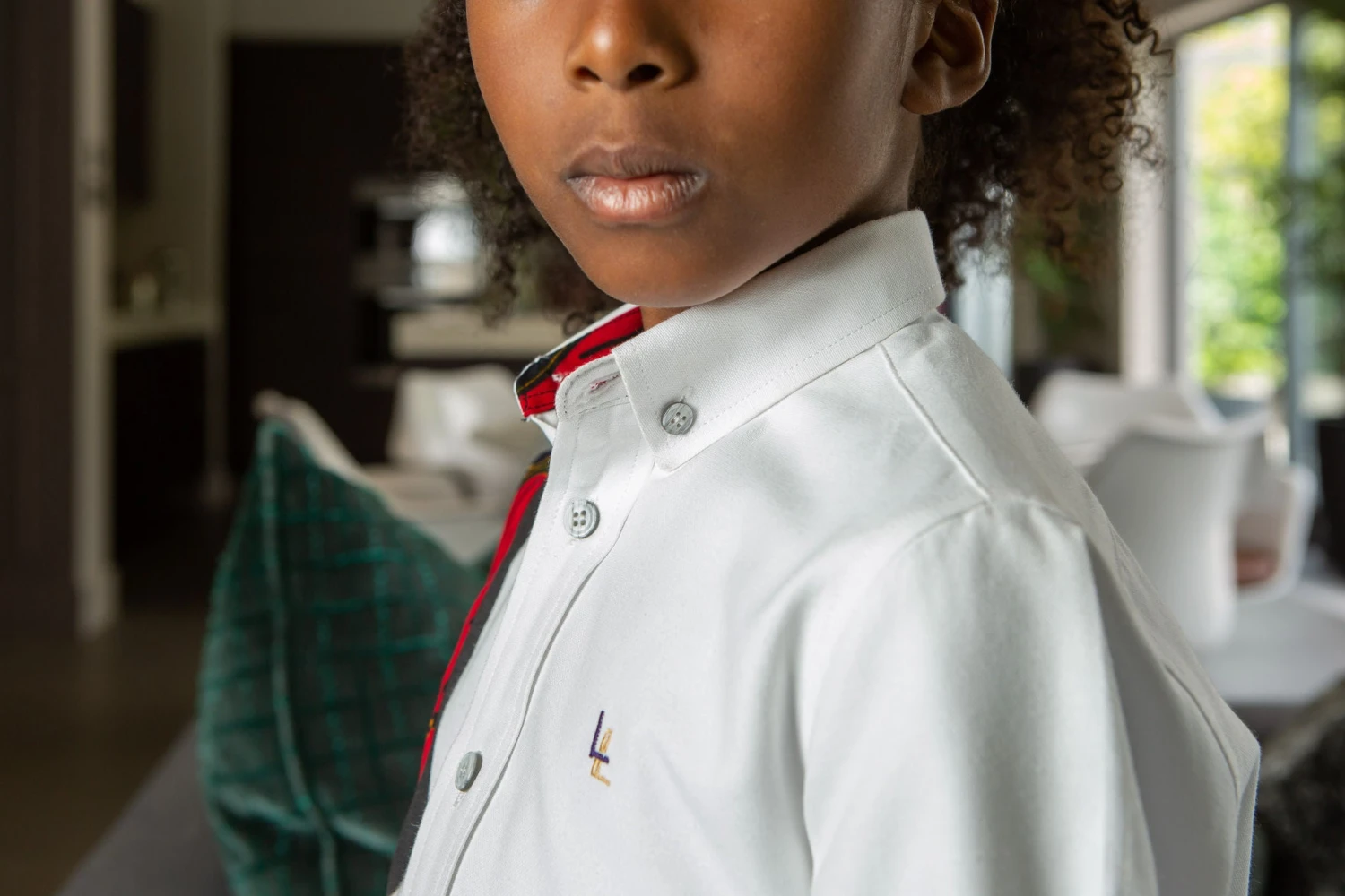 African Shirts For Boys | Boys African Shirt - Tailored Fit White Button Down Oxford Shirt - CHARLES - Image 2