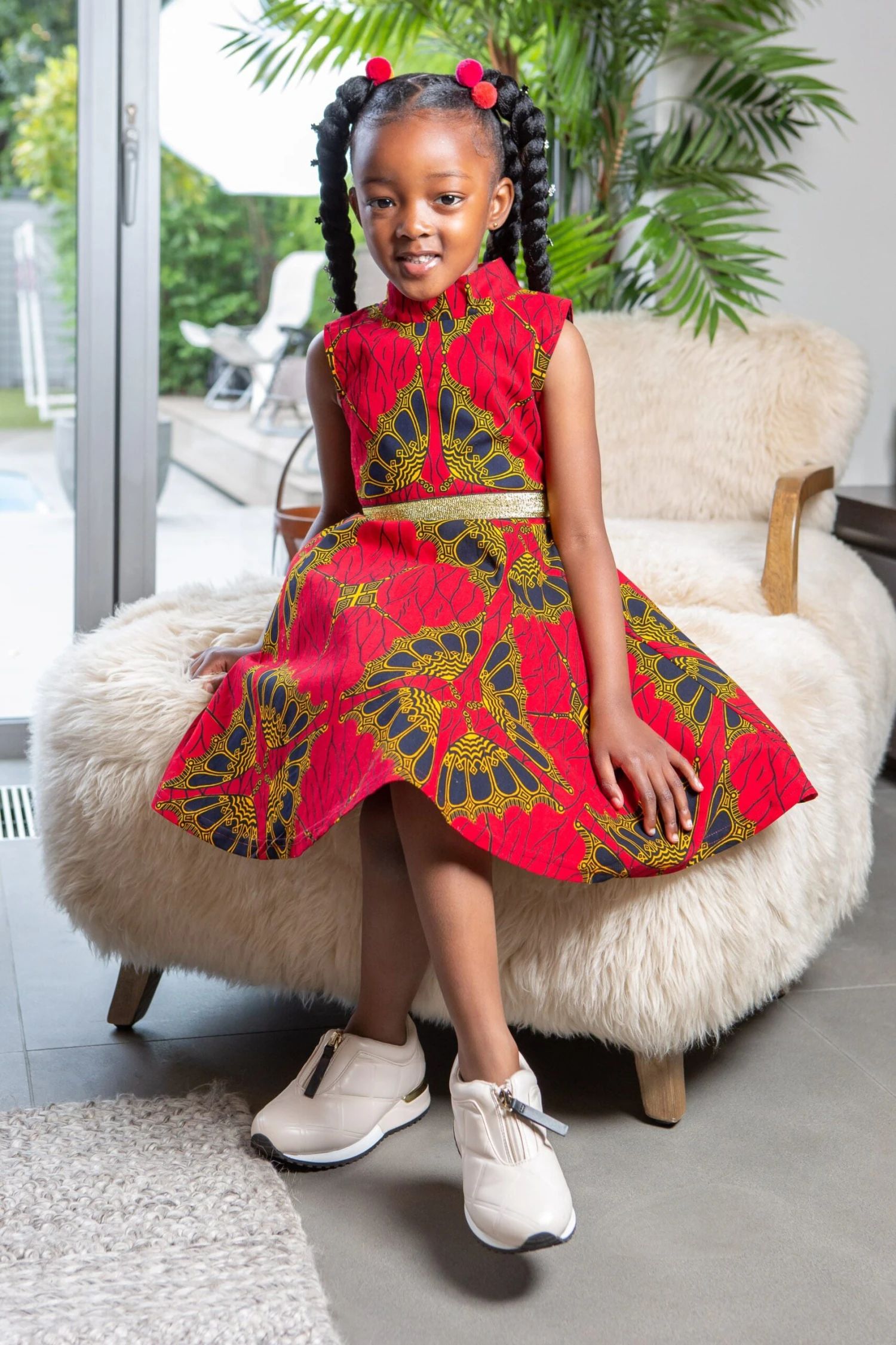 African Print Dress For Girls | Sleeveless Turtleneck Midi Dress For Girls - CORDELIA - Image 6