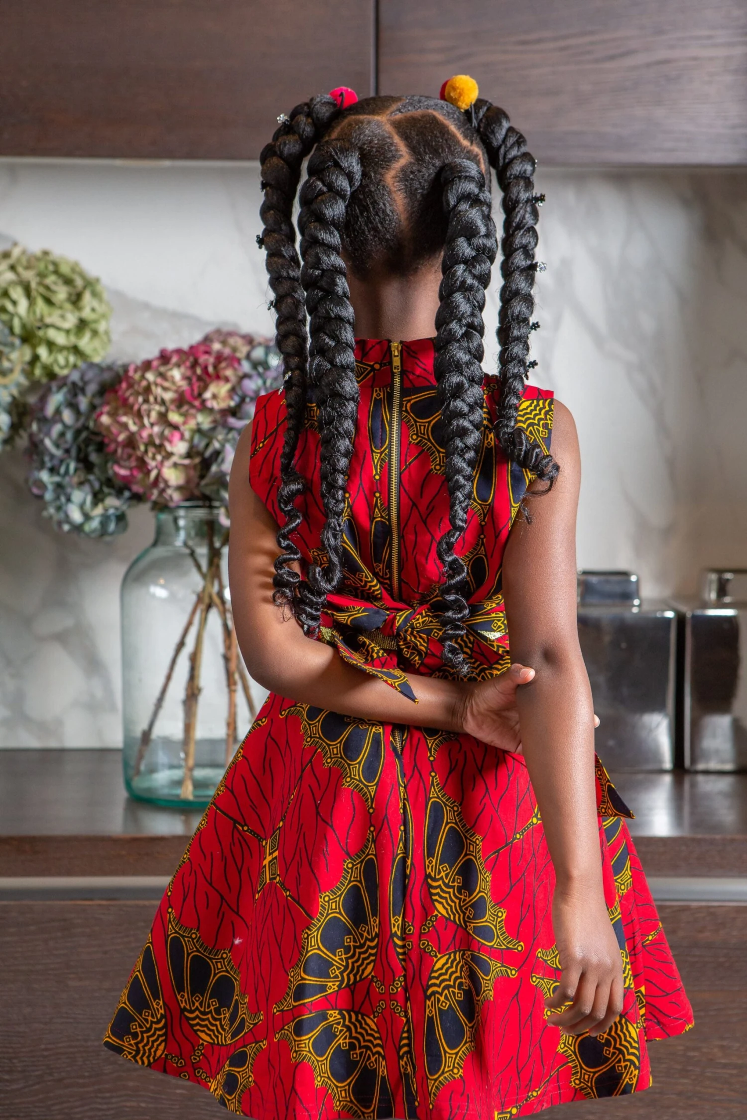 African Print Dress For Girls | Sleeveless Turtleneck Midi Dress For Girls - CORDELIA - Image 8