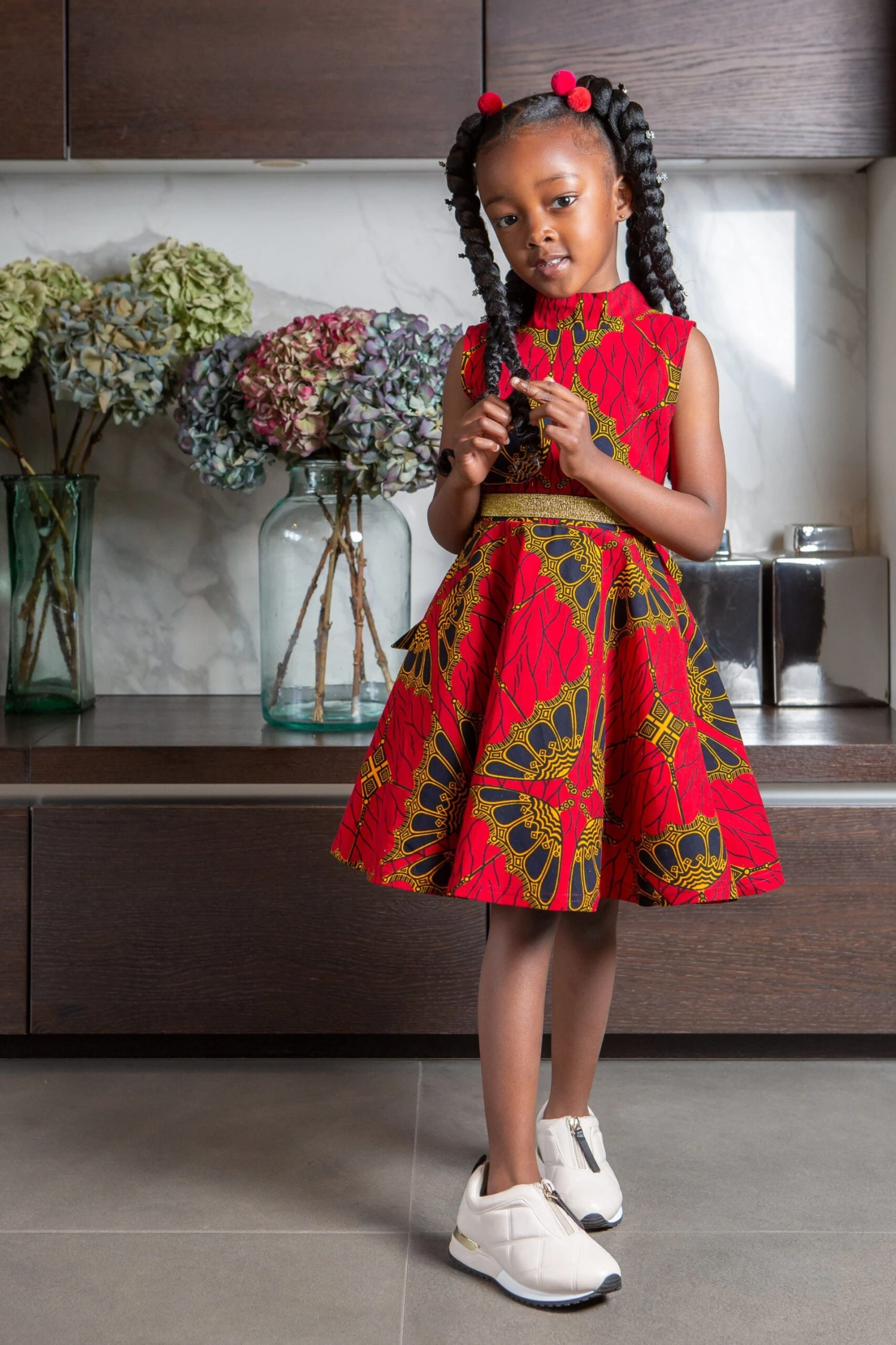 African Print Dress For Girls | Sleeveless Turtleneck Midi Dress For Girls - CORDELIA - Image 10