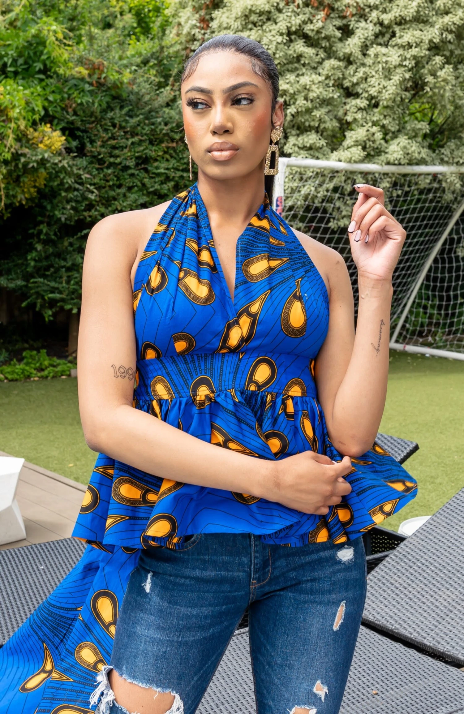 African Peplum Wrap Top Convertible Infinity Halter Top - ELLA - Image 8