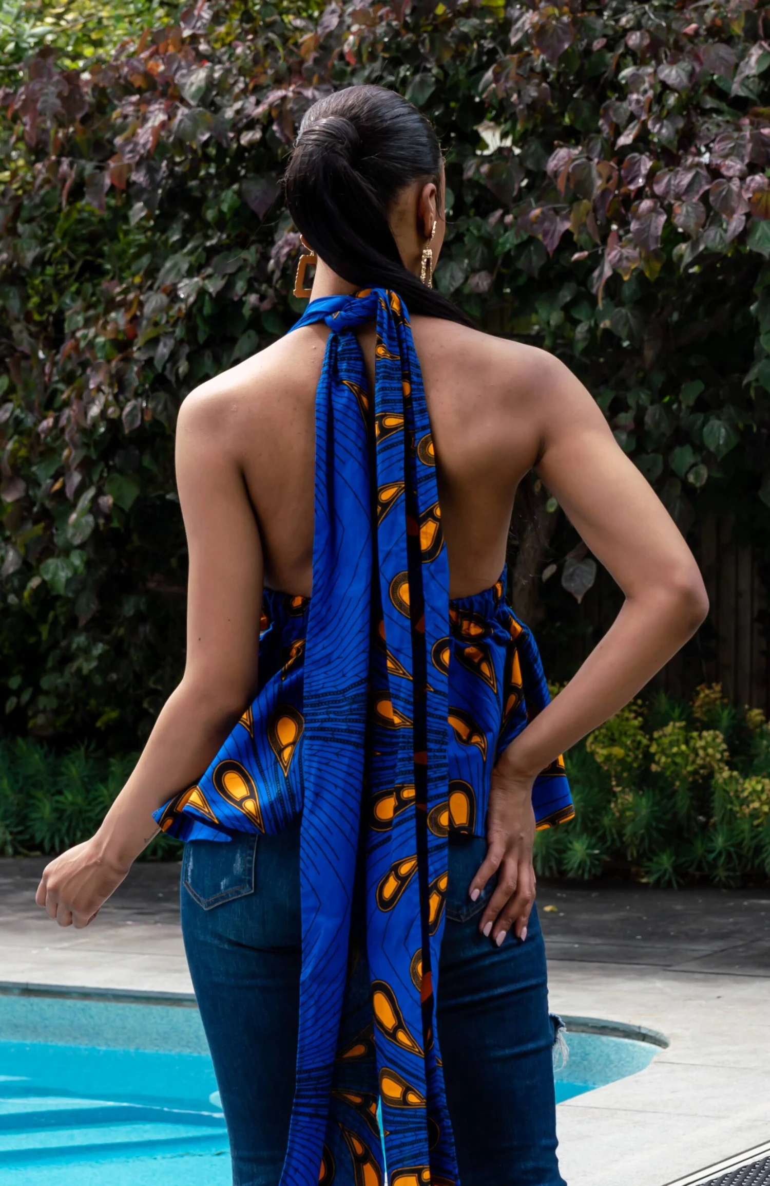 African Peplum Wrap Top Convertible Infinity Halter Top - ELLA - Image 3