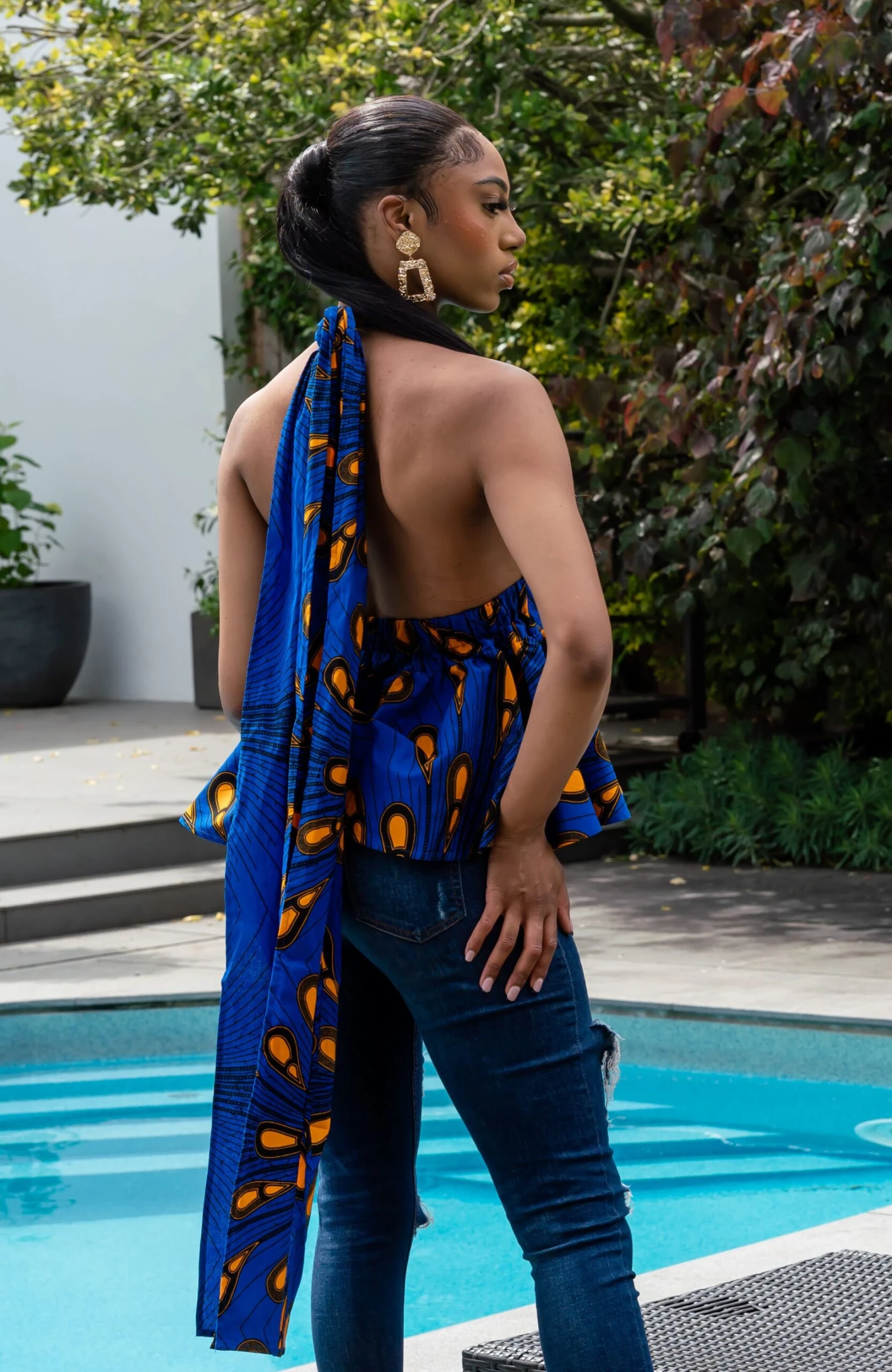 African Peplum Wrap Top Convertible Infinity Halter Top - ELLA - Image 4