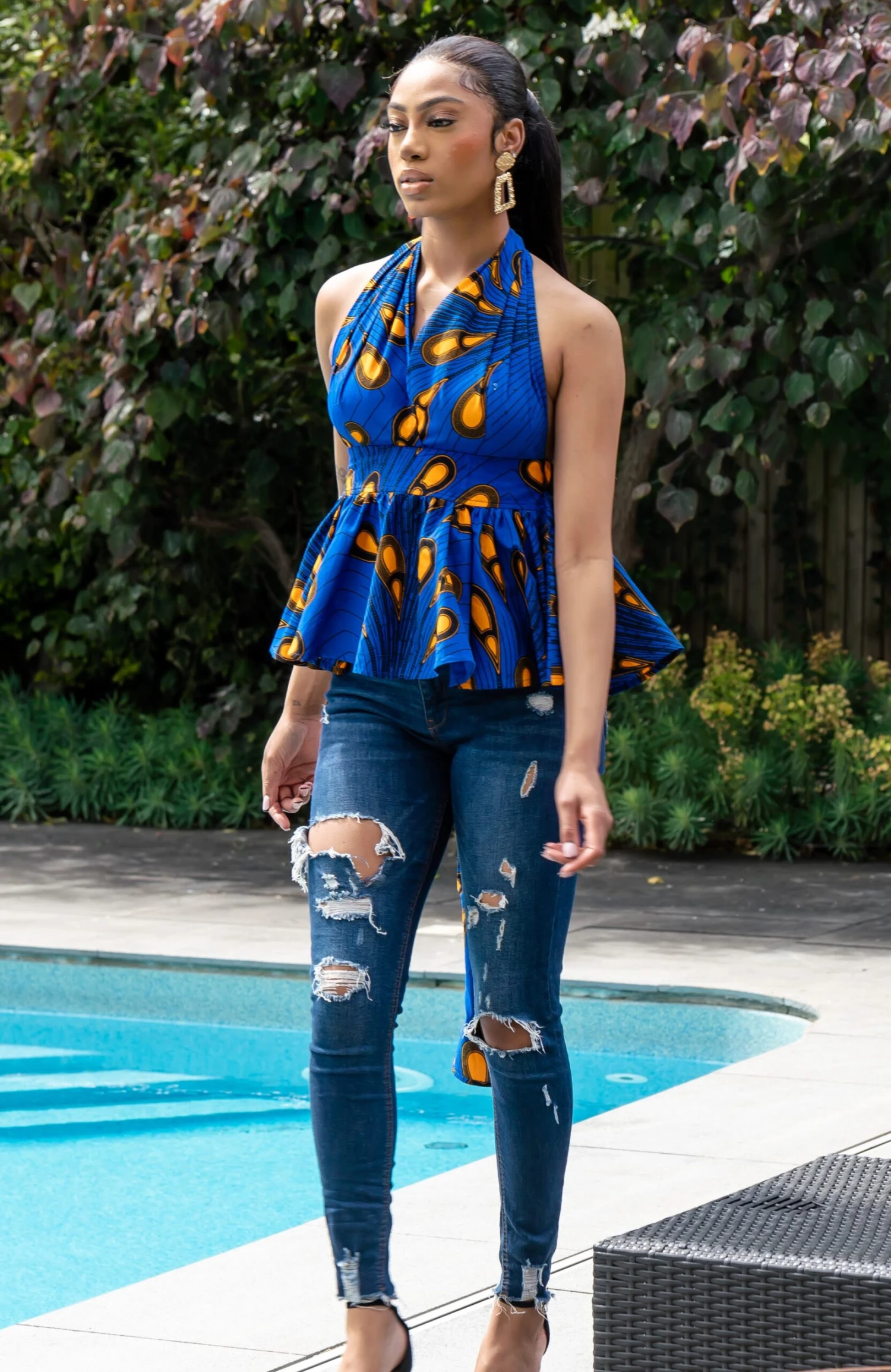 African Peplum Wrap Top Convertible Infinity Halter Top - ELLA - Image 11