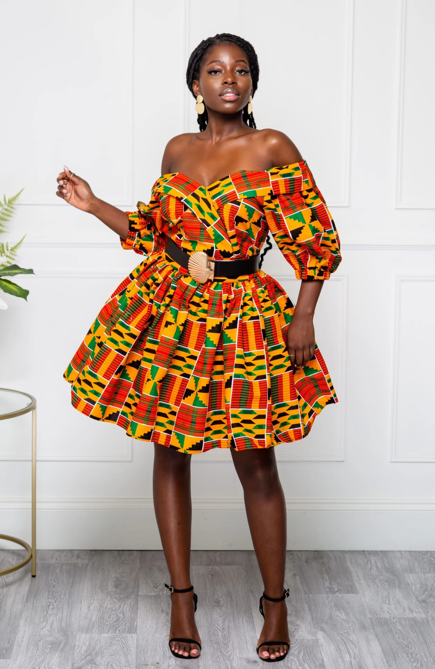 Off Shoulder Surplice Midi Dress With Balloon Sleeves - KENYA - Image 5