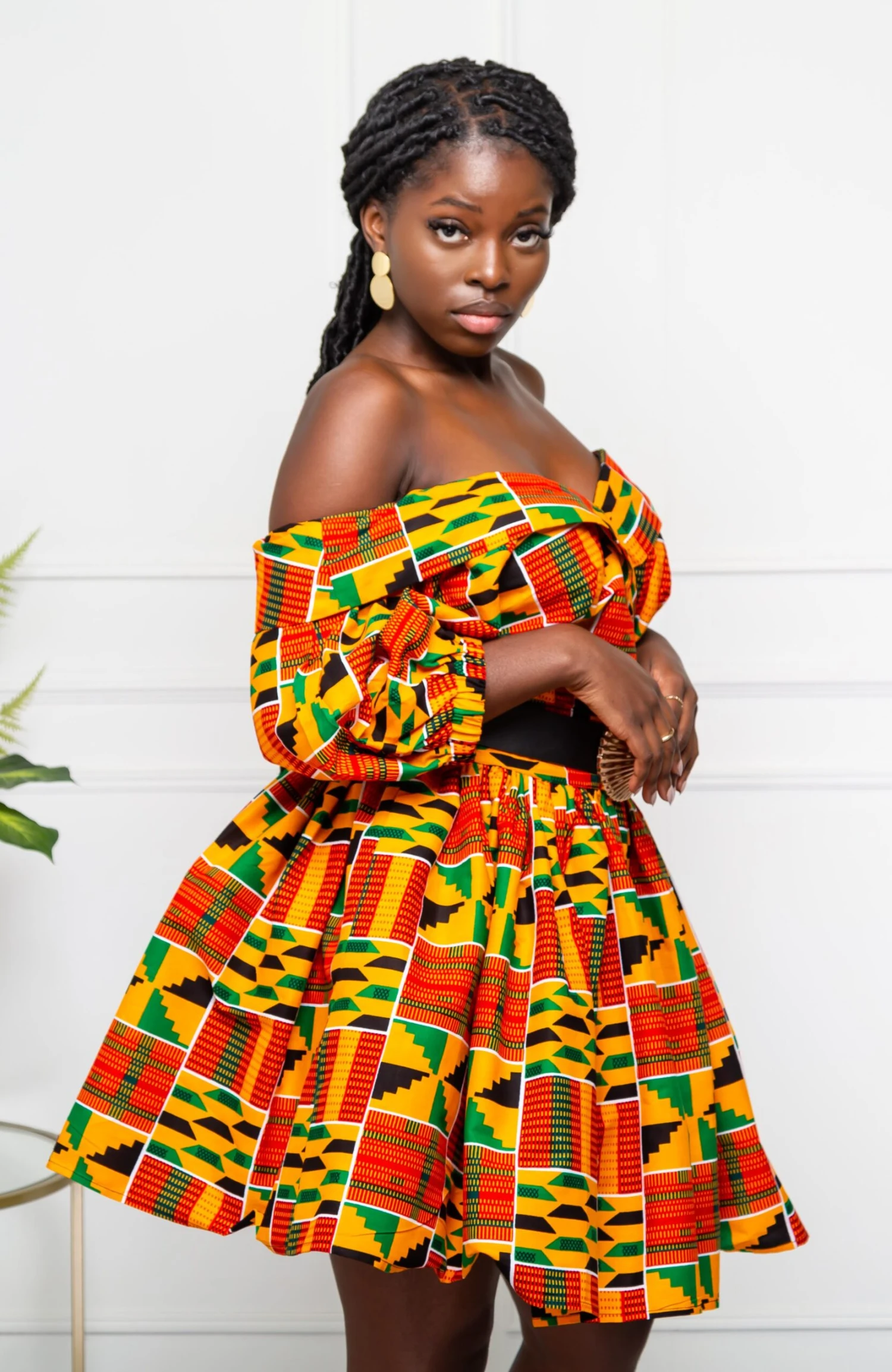 Off Shoulder Surplice Midi Dress With Balloon Sleeves - KENYA - Image 7