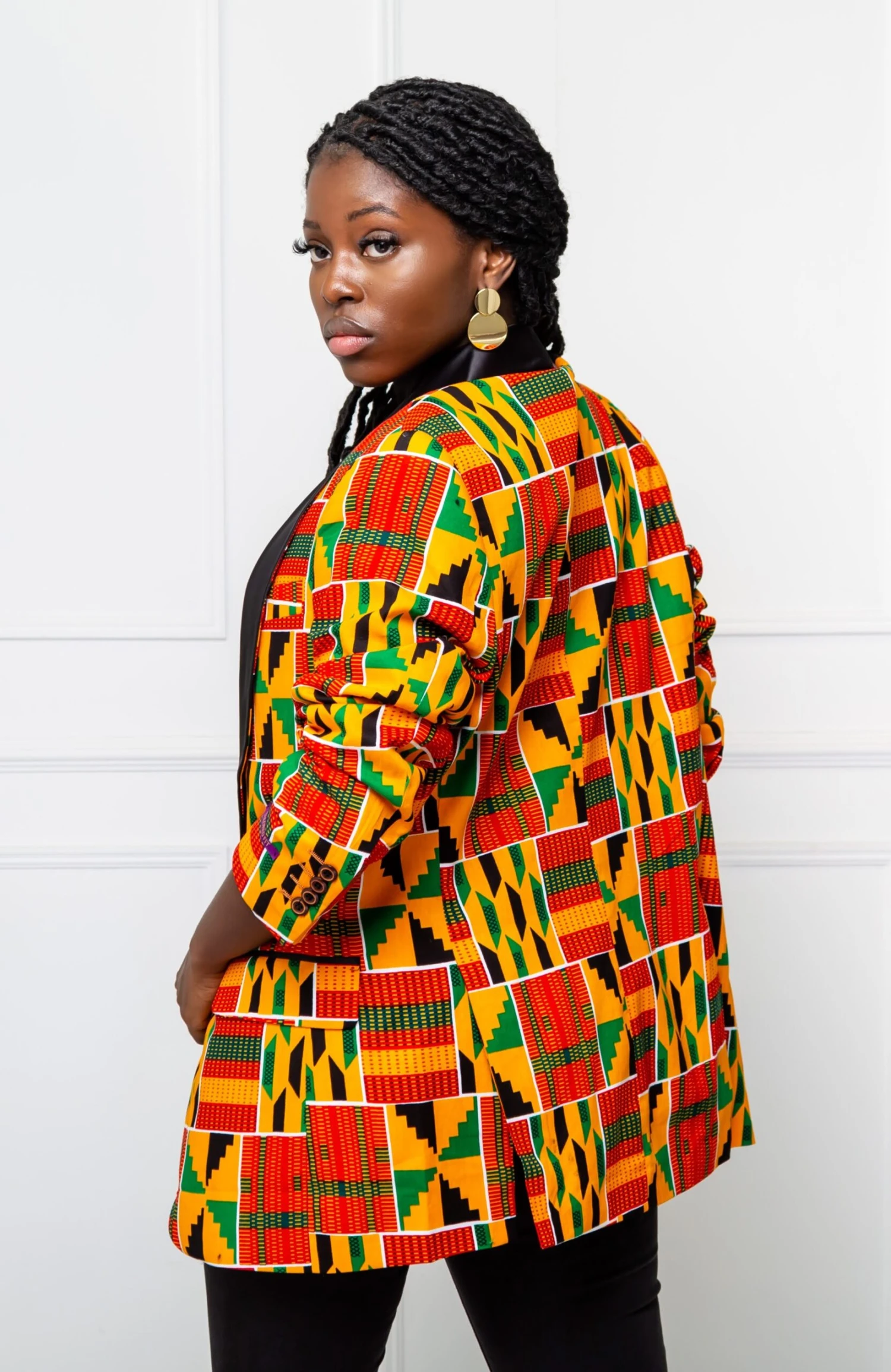 Tailored Fit Shawl Collar | Unisex African Print Blazer - KENYA - Image 11