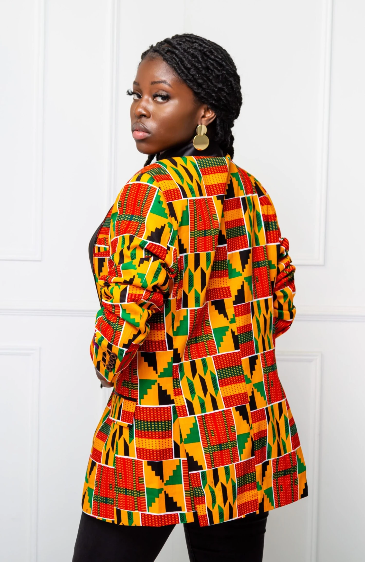 Tailored Fit Shawl Collar | Unisex African Print Blazer - KENYA - Image 3