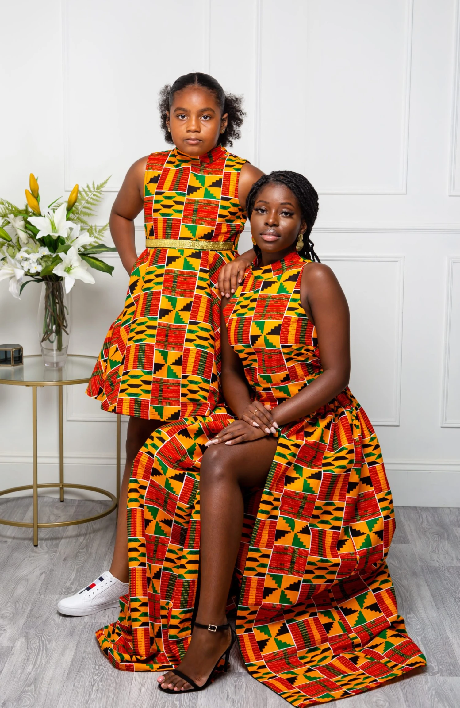 Little Girl's Party Dress | African Print High Neck Midi Dress - KENYA - Image 4