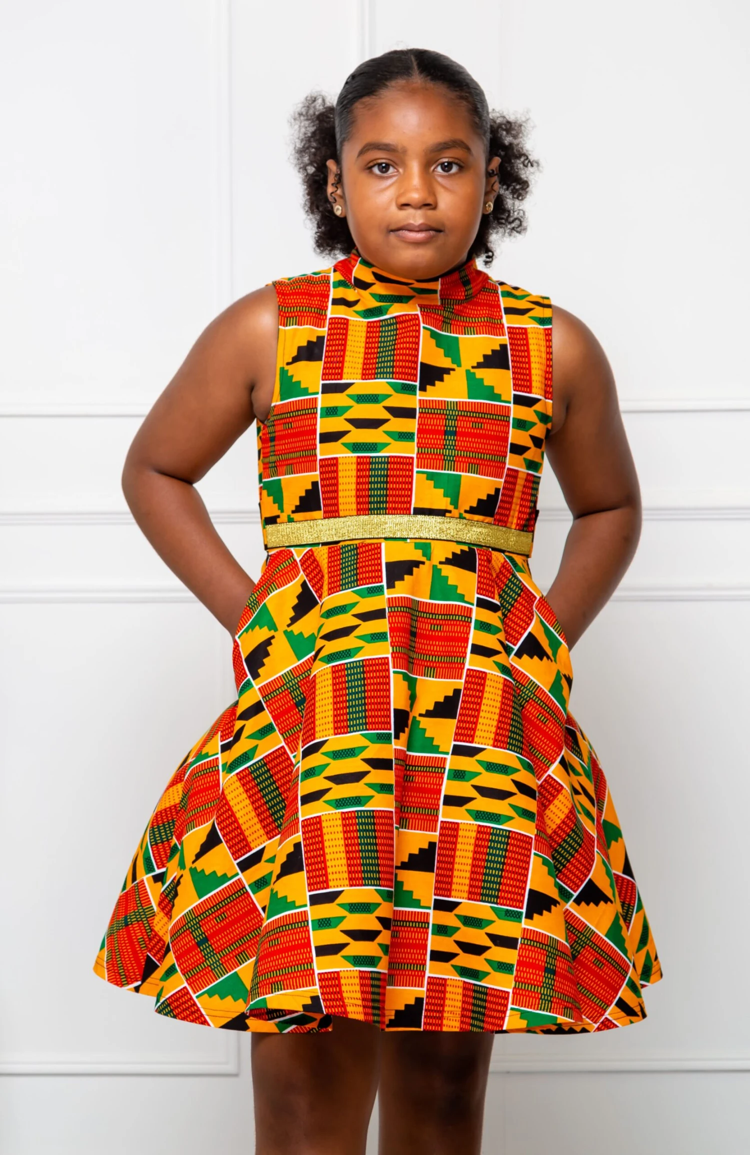 Little Girl's Party Dress | African Print High Neck Midi Dress - KENYA - Image 8