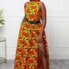 Traditional Kente Sleeveless Turtleneck Maxi Dress For Women - KENYA