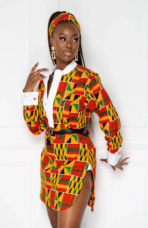 African Dress Shirt For Womens | Unisex Etibo Long Sleeved Shirt - KENYA