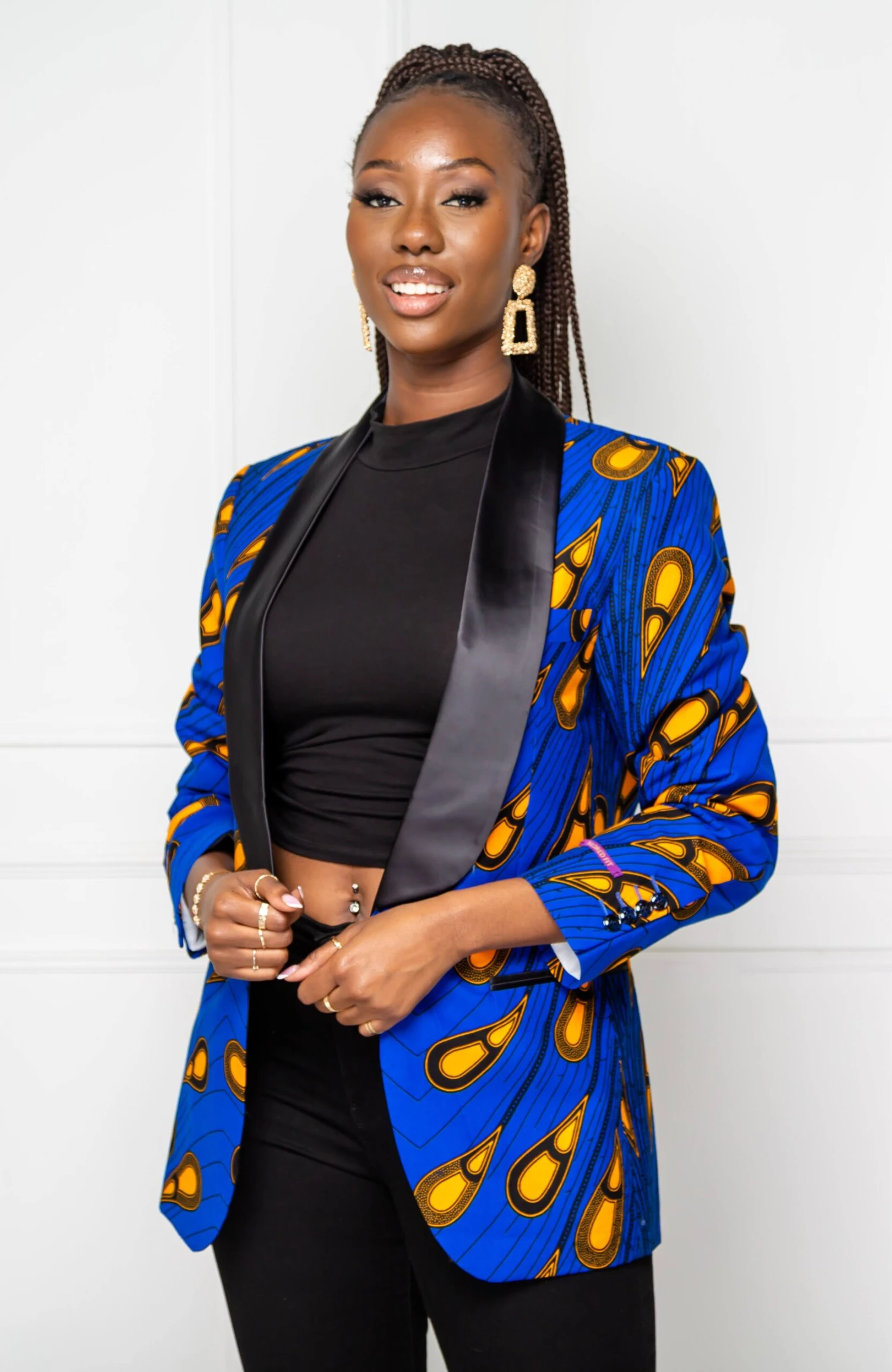 African Print Womens Dashiki Blazer - Modern Fit Shawl Collar Unisex African Print Tuxedo For Women - ELLA - Image 2