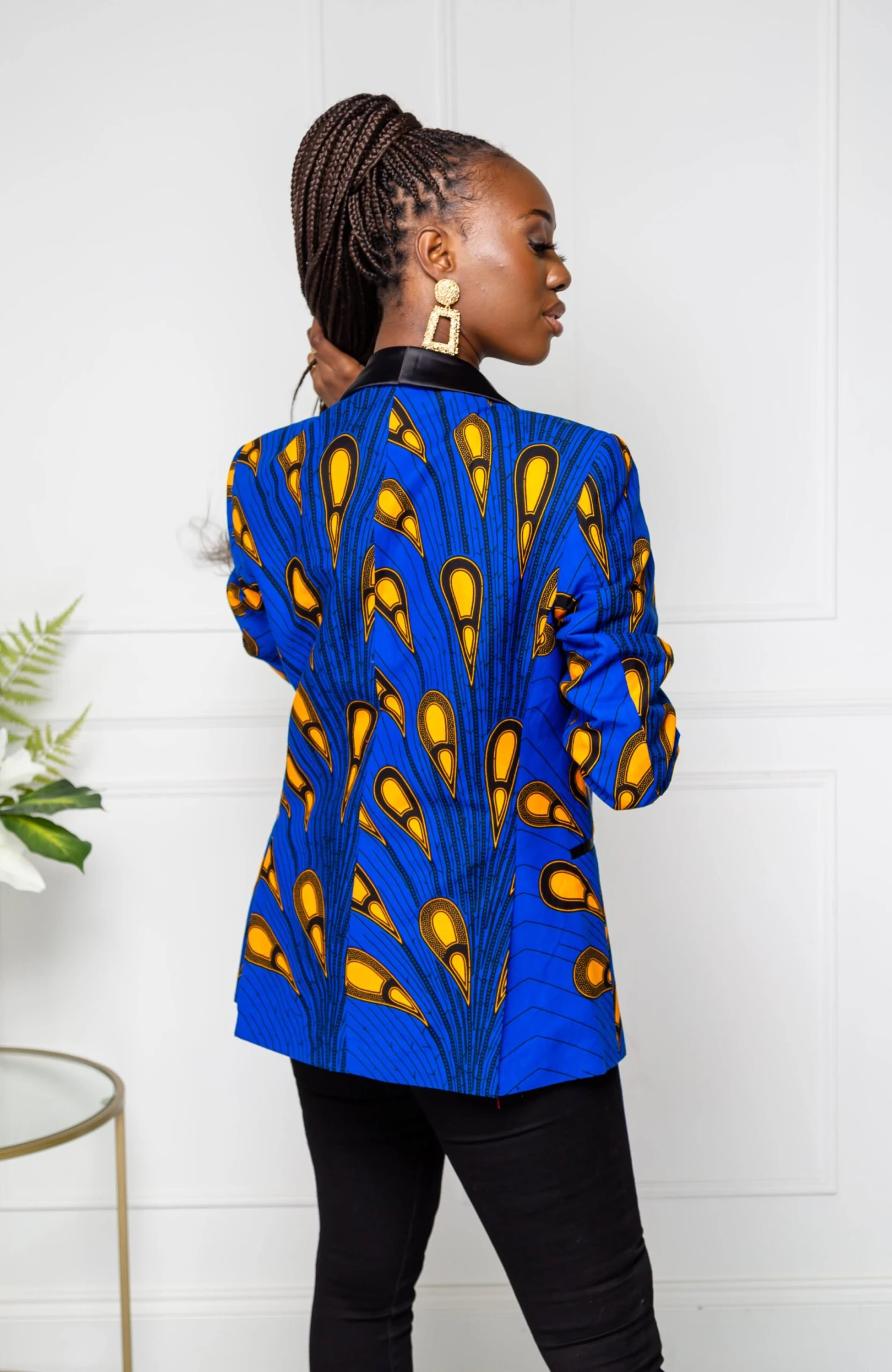 African Print Womens Dashiki Blazer - Modern Fit Shawl Collar Unisex African Print Tuxedo For Women - ELLA - Image 4