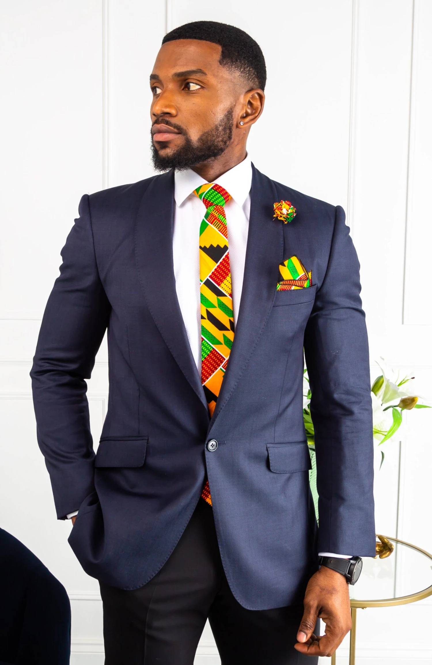 Multi-colored African Wax Necktie And Bowtie - KENDRICK - Image 2