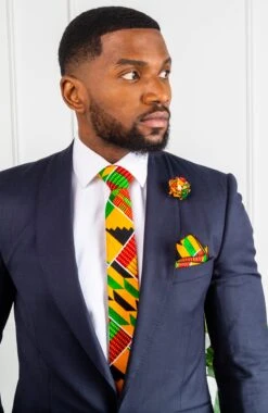 Multi-colored African Wax Necktie And Bowtie - KENDRICK