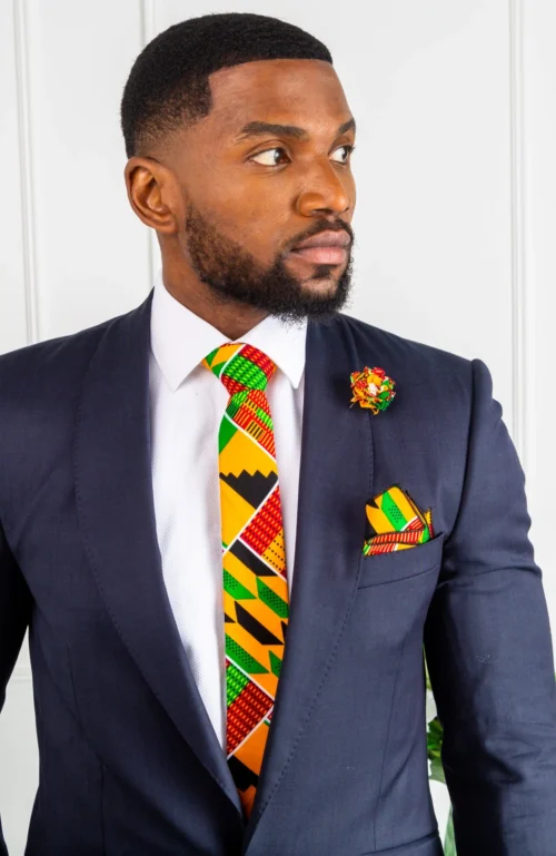 Multi-colored African Wax Necktie And Bowtie - KENDRICK