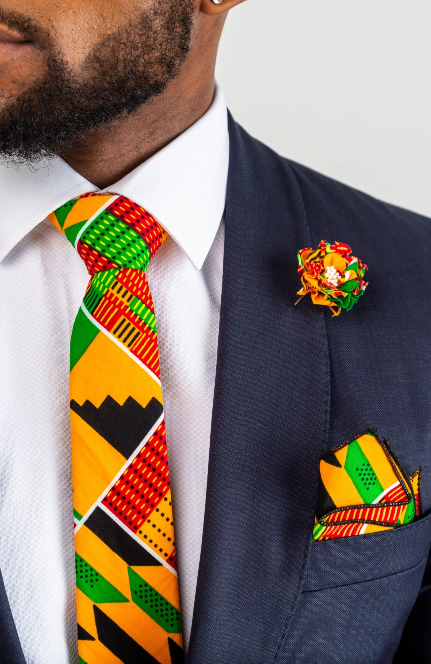 Multi-colored African Wax Necktie And Bowtie - KENDRICK - Image 3