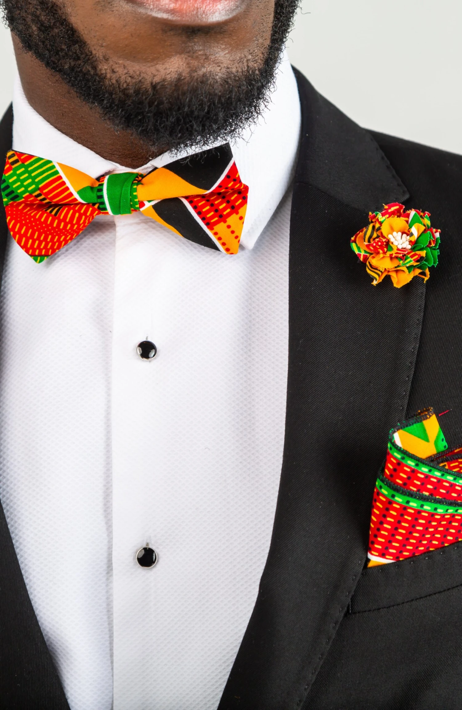 Multi-colored African Wax Necktie And Bowtie - KENDRICK - Image 5