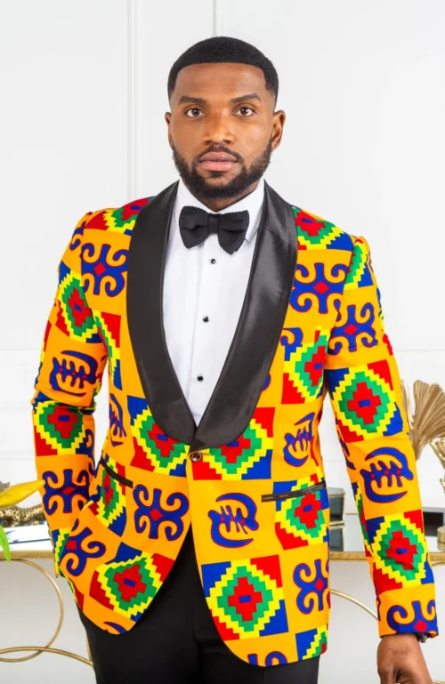 African Print Mens Ankara Suit Blazer - Dinner Jacket Tailored Fit African Fashion - NATHAN