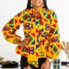 African Print Blouse - Ankara Pussybow Peplum Top - NATALIA
