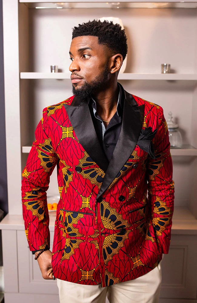 African Blazers For Men - Tailored Fit Double Breasted African Print Formal Blazer - CHARLES - Image 16