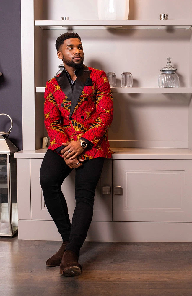 African Blazers For Men - Tailored Fit Double Breasted African Print Formal Blazer - CHARLES - Image 18