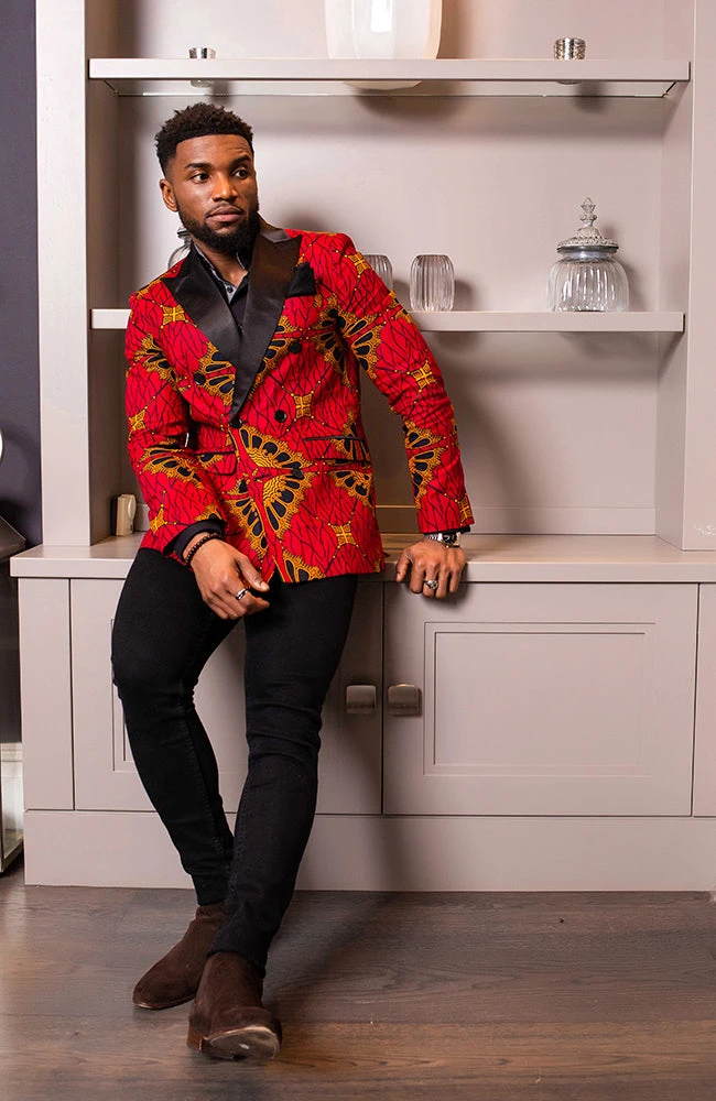 African Blazers For Men - Tailored Fit Double Breasted African Print Formal Blazer - CHARLES - Image 14