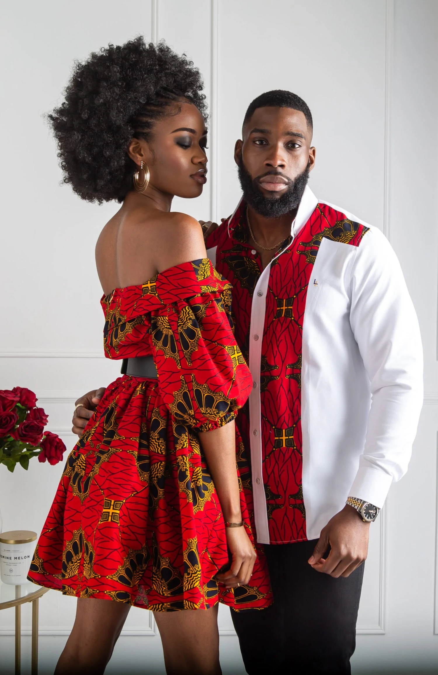 Surplice Off Shoulder Midi Dress With Balloon Sleeves - CORDELIA - Image 3