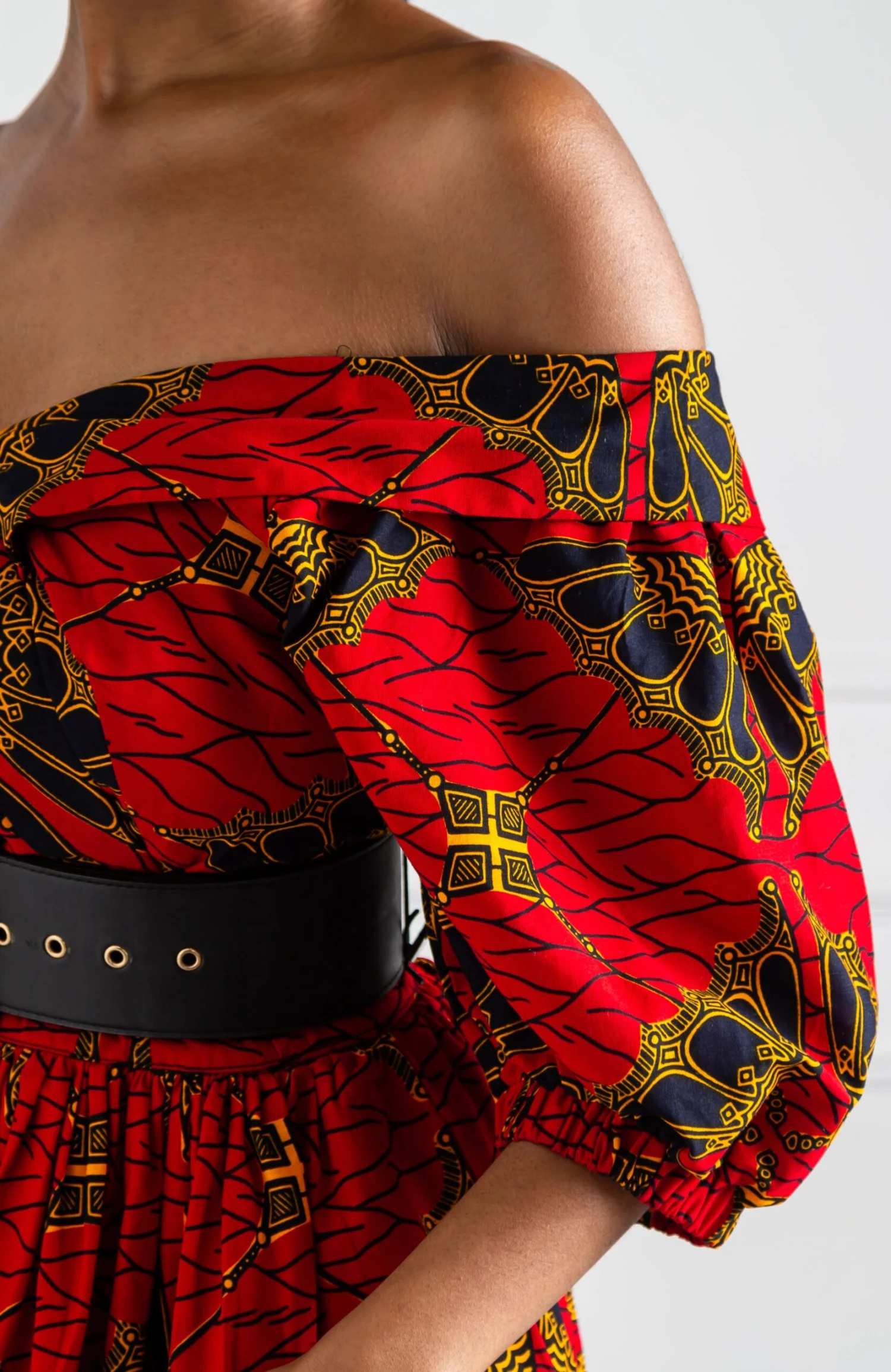 Surplice Off Shoulder Midi Dress With Balloon Sleeves - CORDELIA - Image 7