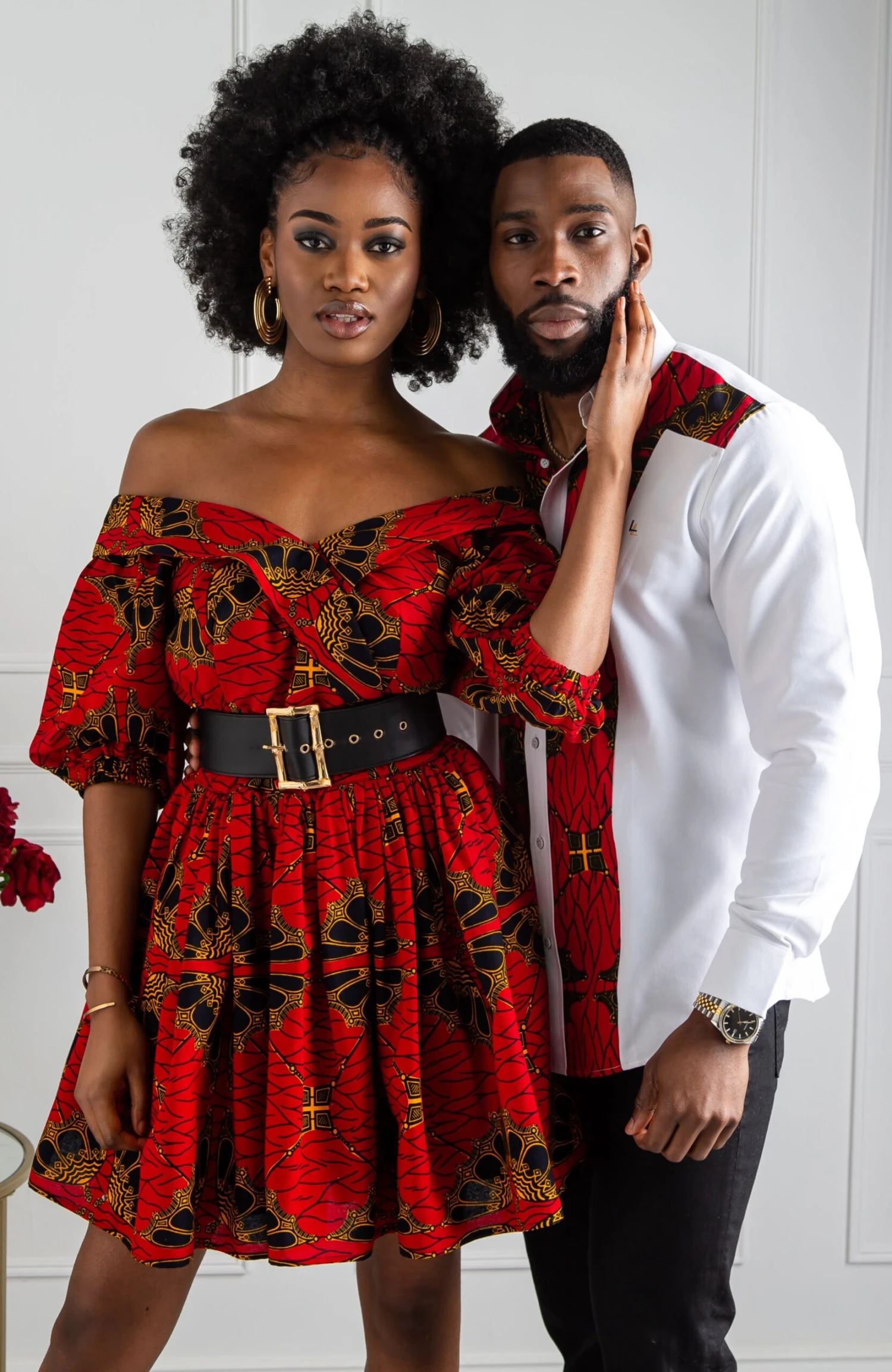 Surplice Off Shoulder Midi Dress With Balloon Sleeves - CORDELIA - Image 2