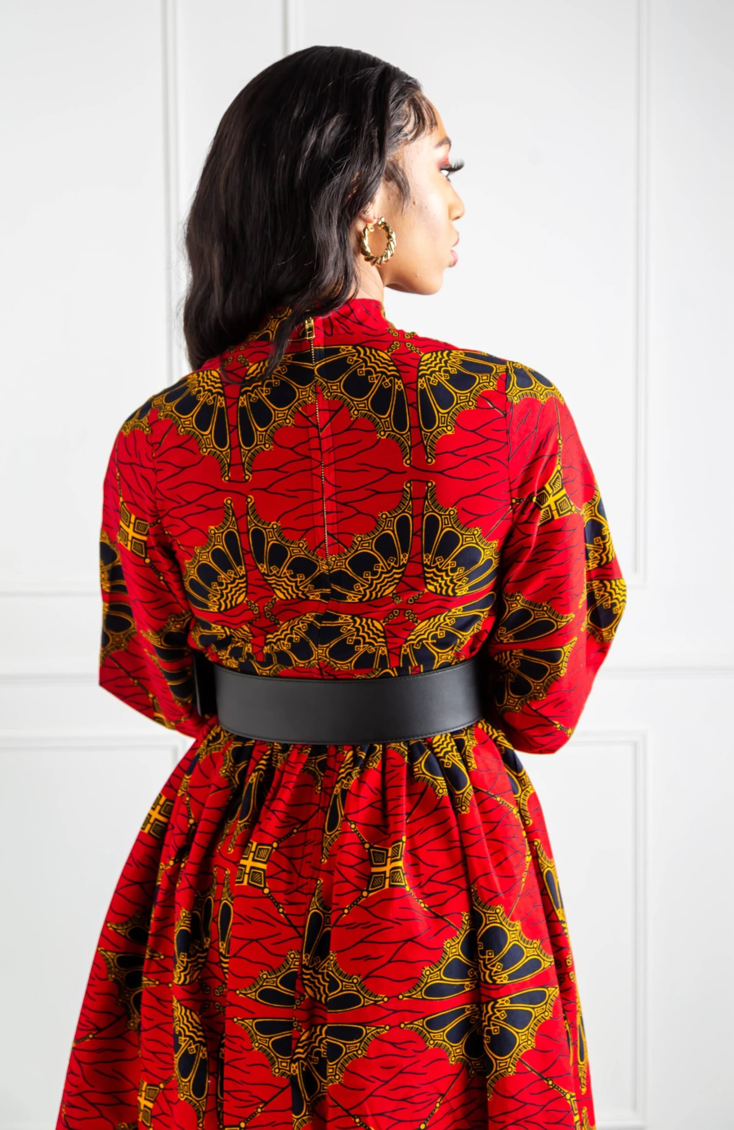 Turtleneck Plunge African Print Maxi Dress | Long Sleeved Maxi Dress - CORDELIA - Image 4
