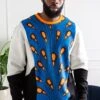 Men's African Print Crew Neck Sweatshirt | V Block Sweatshirt | ENUGU
