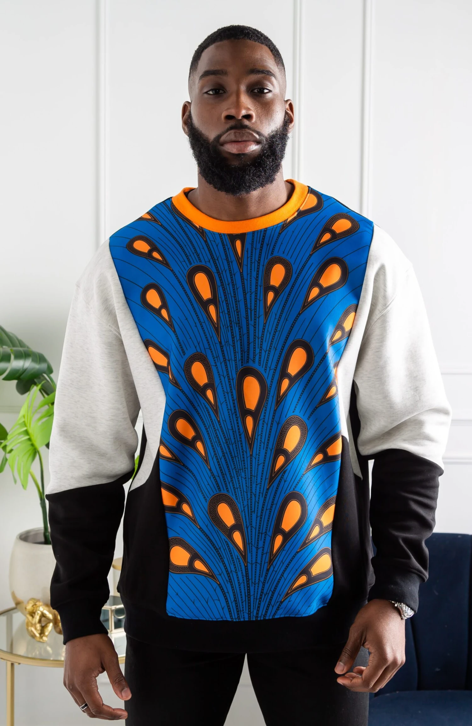 Men's African Print Crew Neck Sweatshirt | V Block Sweatshirt | ENUGU - Image 5