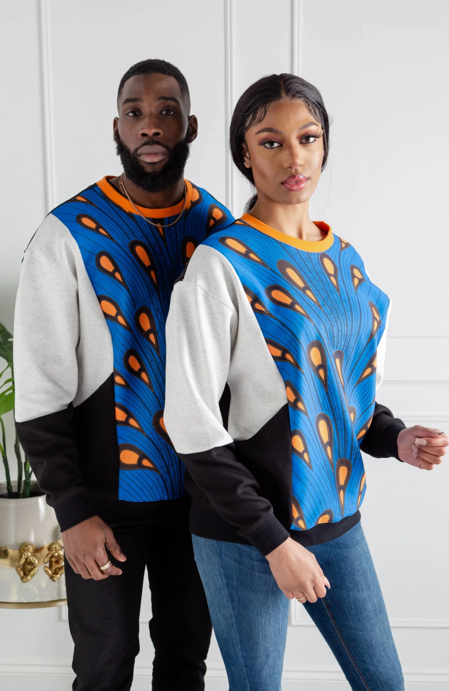 Men's African Print Crew Neck Sweatshirt | V Block Sweatshirt | ENUGU - Image 2