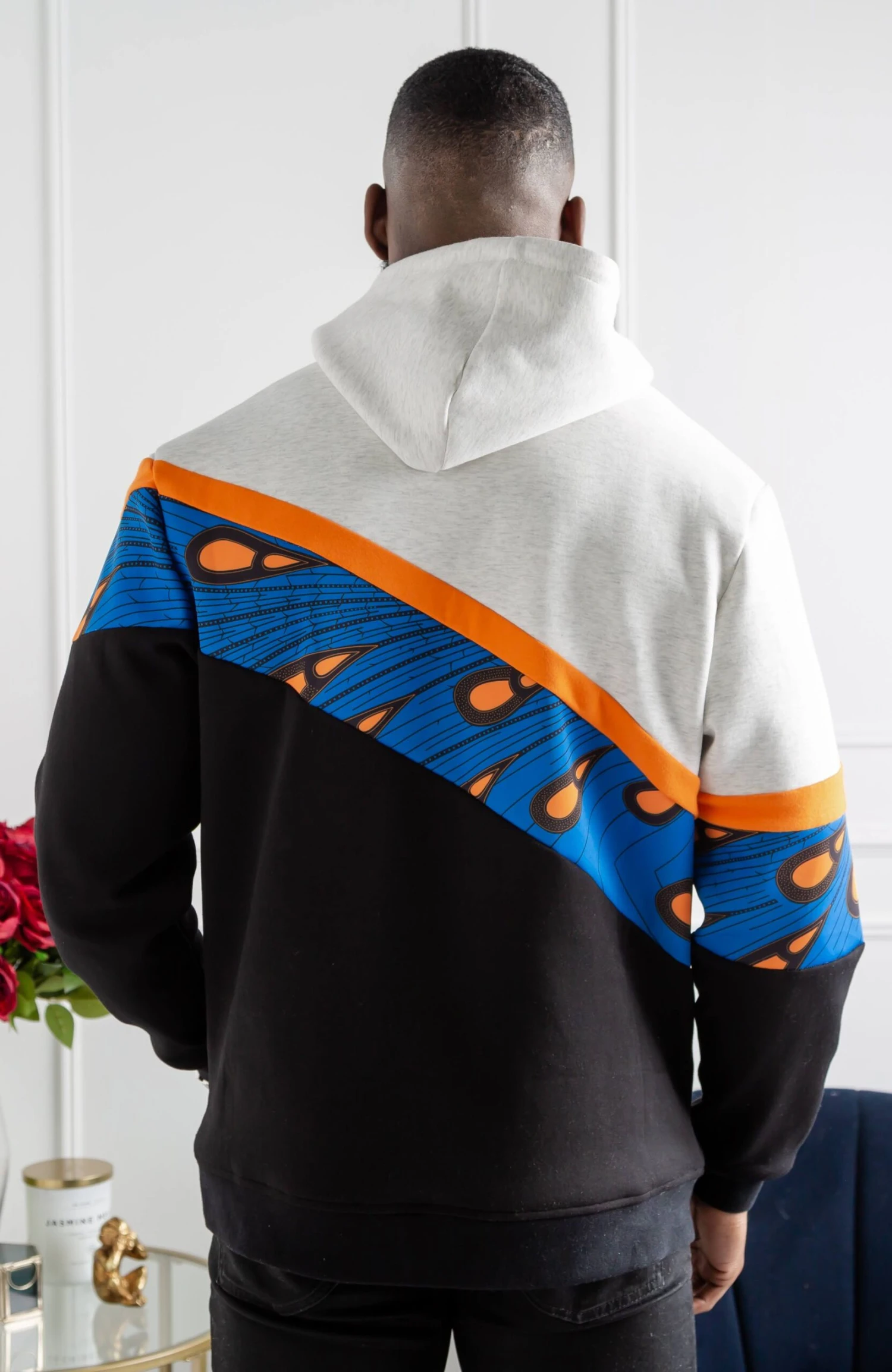 Men's Ankara Hoodie | Asymmetric Stripe Ankara Hoodie | ENUGU - Image 4